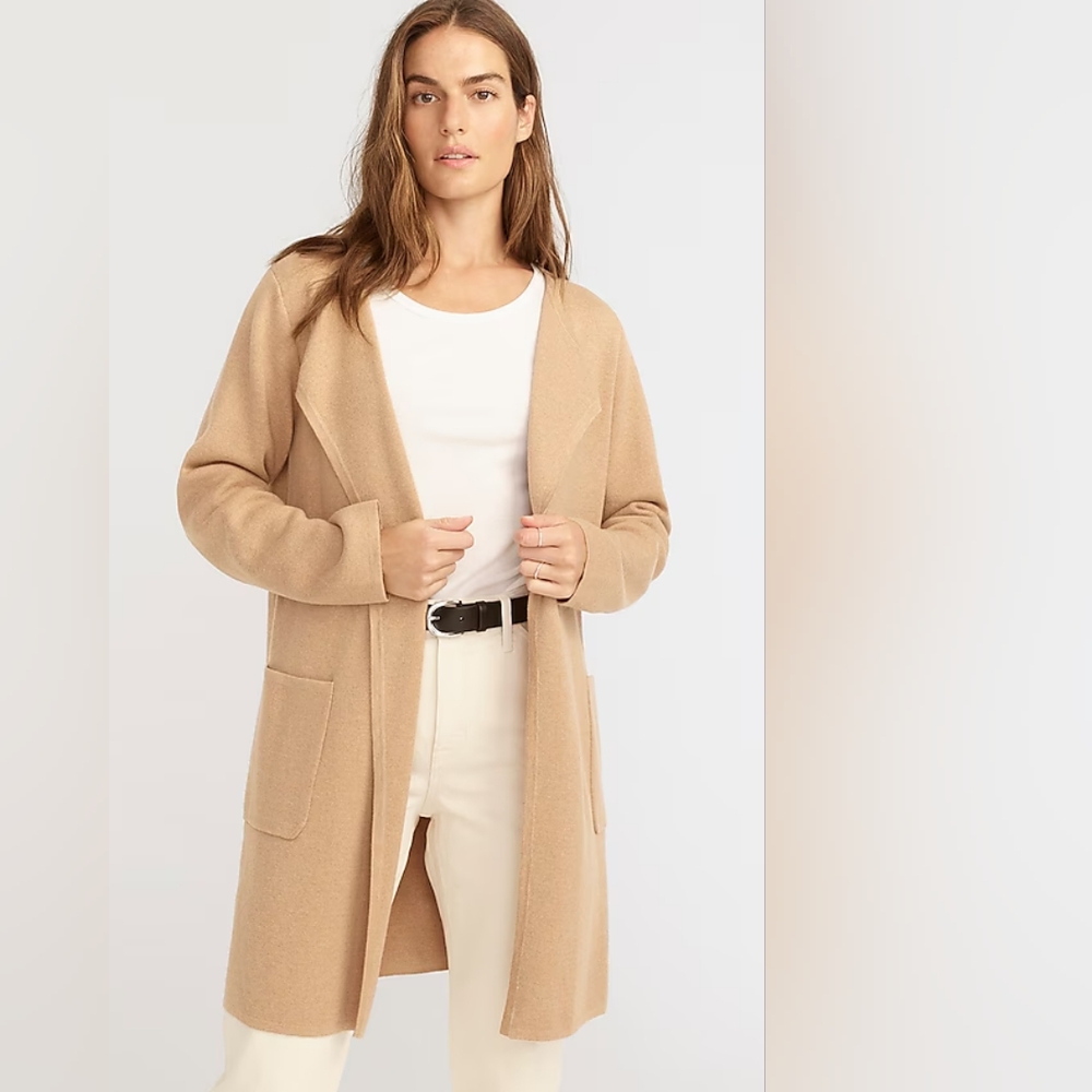 J.Crew Juliette Collarless Wool Blend Relaxed Longline Sweater Cardigan Blazer